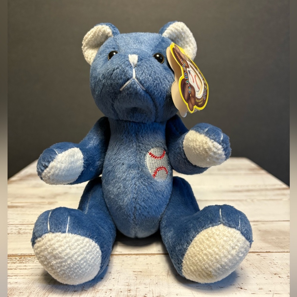 Homer Tattoo Bears Baseball Plush 1999 Visions‎ by Frieder Blue Stuffed Toy NWT